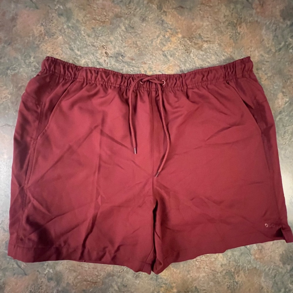 DSG Mens XL Burgundy Polyester Athletic Shorts With‎ Drawstring Waist & Pockets